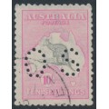 AUSTRALIA - 1917 10/- grey/pink Kangaroo, 'break in NSW coast' [L6], CTO – ACSC # 48A(D)d+wa
