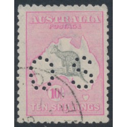 AUSTRALIA - 1917 10/- grey/pink Kangaroo, 'break in NSW coast' [L6], CTO – ACSC # 48A(D)d+wa