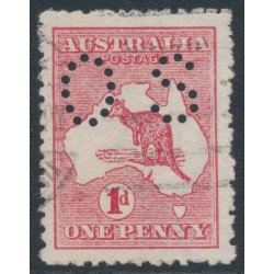 AUSTRALIA - 1913 1d pale red Kangaroo, die I, perf. small OS, used – ACSC # 2Bbb