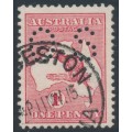 AUSTRALIA - 1913 1d pale red Kangaroo, die II, perf. small OS, used – ACSC # 3Abb AUSTRALIA - 1913 1d pale red Kangaroo, die II, perf. small OS, used – ACSC # 3Abb