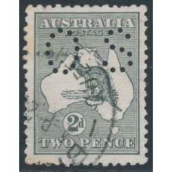 AUSTRALIA - 1913 2d grey Kangaroo, perf. small OS, used – ACSC # 5Abc