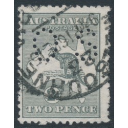 AUSTRALIA - 1913 2d grey Kangaroo, perf. small OS, used – ACSC # 5Abc