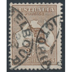 AUSTRALIA - 1913 2/- brown Kangaroo, 1st watermark, used – ACSC # 35A