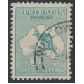 AUSTRALIA - 1915 1/- green Kangaroo, 2nd watermark, used – ACSC # 31A AUSTRALIA - 1915 1/- green Kangaroo, 2nd watermark, used – ACSC # 31A