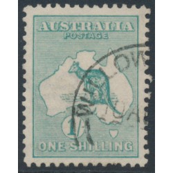 AUSTRALIA - 1915 1/- green Kangaroo, 2nd watermark, used – ACSC # 31A