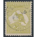 AUSTRALIA - 1915 3d yellow-olive Kangaroo, die I, 3rd watermark, used – ACSC # 13A AUSTRALIA - 1915 3d yellow-olive Kangaroo, die I, 3rd watermark, used – ACSC # 13A