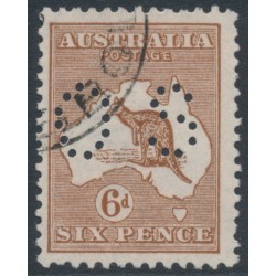 AUSTRALIA - 1923 6d chestnut Kangaroo, 3rd watermark, perf. OS, CTO – ACSC # 21Awc