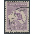 AUSTRALIA - 1919 9d pale violet Kangaroo, die IIB, 3rd watermark, used – ACSC # 27B AUSTRALIA - 1919 9d pale violet Kangaroo, die IIB, 3rd watermark, used – ACSC # 27B