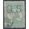 AUSTRALIA - 1916 1/- blue-green Kangaroo, die II, perf. OS, used – ACSC # 32Ab AUSTRALIA - 1916 1/- blue-green Kangaroo, die II, perf. OS, used – ACSC # 32Ab