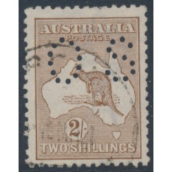 AUSTRALIA - 1916 2/- brown Kangaroo, 3rd watermark, perf. OS, used – ACSC # 37Aba