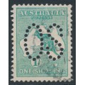 AUSTRALIA - 1913 1/- deep green Kangaroo, perf. large OS, used – ACSC # 30Ab AUSTRALIA - 1913 1/- deep green Kangaroo, perf. large OS, used – ACSC # 30Ab