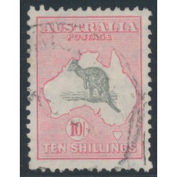 AUSTRALIA - 1932 10/- grey/pink Kangaroo, CofA watermark, used – ACSC # 50A