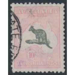 AUSTRALIA - 1932 10/- deep grey/aniline pink Kangaroo, CofA watermark, used – ACSC # 50E