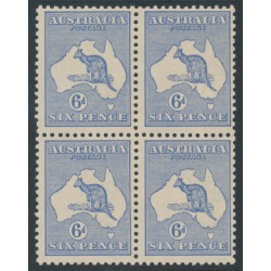 AUSTRALIA - 1915 6d ultramarine Kangaroo, 2nd watermark, block of 4, MNH – ACSC # 18A AUSTRALIA - 1915 6d ultramarine Kangaroo, 2nd watermark, block of 4, MNH – ACSC # 18A