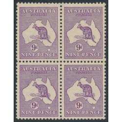 AUSTRALIA - 1915 9d violet Kangaroo, 2nd watermark, block of 4, MNH – ACSC # 25A AUSTRALIA - 1915 9d violet Kangaroo, 2nd watermark, block of 4, MNH – ACSC # 25A