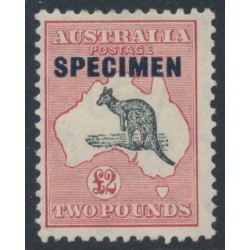 AUSTRALIA - 1934 £2 black/red Kangaroo, o/p SPECIMEN, MH – ACSC # 58Bx