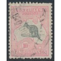 AUSTRALIA - 1929 10/- grey/pink Kangaroo, 'break in NT coastline' [R54], used – ACSC # 49(D)k