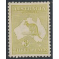 AUSTRALIA - 1915 3d pale olive Kangaroo, die I, 3rd watermark, MH – ACSC # 13C AUSTRALIA - 1915 3d pale olive Kangaroo, die I, 3rd watermark, MH – ACSC # 13C