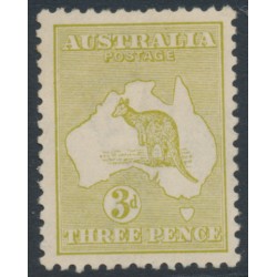 AUSTRALIA - 1915 3d pale olive Kangaroo, die I, 3rd watermark, MH – ACSC # 13C