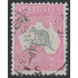 AUSTRALIA - 1913 10/- grey/pink Kangaroo, 1st watermark, used – ACSC # 47A