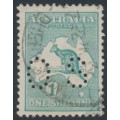 AUSTRALIA - 1920 1/- blue-green Kangaroo, die IIB, perf. OS, used – ACSC # 33Aba AUSTRALIA - 1920 1/- blue-green Kangaroo, die IIB, perf. OS, used – ACSC # 33Aba