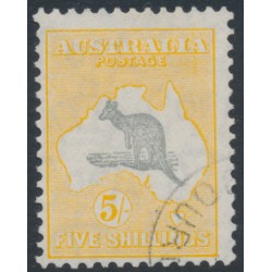 AUSTRALIA - 1932 5/- grey/yellow-buff Kangaroo, CofA watermark, CTO – ACSC # 46Cw