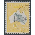 AUSTRALIA - 1913 5/- grey/chrome Kangaroo, 1st watermark, CTO – ACSC # 42Awc AUSTRALIA - 1913 5/- grey/chrome Kangaroo, 1st watermark, CTO – ACSC # 42Awc