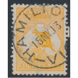 AUSTRALIA - 1913 4d deep orange Kangaroo, 1st watermark, used – ACSC # 15C