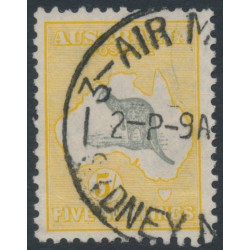 AUSTRALIA - 1932 5/- grey/yellow Kangaroo, CofA watermark, used – ACSC # 46B