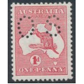 AUSTRALIA - 1913 1d red Kangaroo, die II, perf. small OS, MH – ACSC # 3Abb