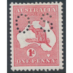 AUSTRALIA - 1913 1d red Kangaroo, die II, perf. small OS, MH – ACSC # 3Abb
