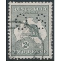 AUSTRALIA - 1913 2d grey Kangaroo, 1st watermark, 'BENCE' [1R49], used – ACSC # 5A(1)p+bc