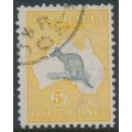 AUSTRALIA - 1913 5/- grey/chrome Kangaroo, 'breaks in Bight' [R22], CTO – ACSC # 42A(D)n+wa