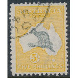 AUSTRALIA - 1913 5/- grey/chrome Kangaroo, 'breaks in Bight' [R22], CTO – ACSC # 42A(D)n+wa