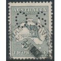 AUSTRALIA - 1915 2d grey Kangaroo, 2nd watermark, 'flaw on NW' [1L27], used – ACSC # 6B(1)i+ba