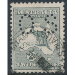 AUSTRALIA - 1915 2d grey Kangaroo, 2nd watermark, 'flaw on NW' [1L27], used – ACSC # 6B(1)i+ba