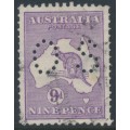 AUSTRALIA - 1915 9d violet Kangaroo, double perforations, used – ACSC # 25Aba+b