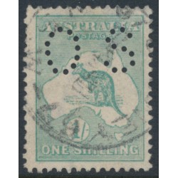 AUSTRALIA - 1915 1/- green Kangaroo, 2nd watermark, perf. OS, used – ACSC # 31Bba