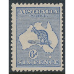 AUSTRALIA - 1915 6d ultramarine Kangaroo, die II, 3rd watermark, MH – ACSC # 19A