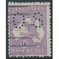AUSTRALIA - 1919 9d violet Kangaroo, die IIB, 'flaw on N' [4L23], used – ACSC # 27B(4)l+ba