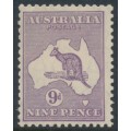 AUSTRALIA - 1929 9d violet Kangaroo, SM wmk, 'die II sub. cliché' [4L3], MH – ACSC # 28A(4)e