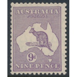 AUSTRALIA - 1929 9d violet Kangaroo, SM wmk, 'die II sub. cliché' [4L3], MH – ACSC # 28A(4)e