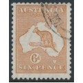 AUSTRALIA - 1932 6d chestnut Kangaroo, CofA wmk, 'scratch to map' [3R6], used – ACSC # 23A(3)ia