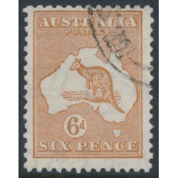 AUSTRALIA - 1932 6d chestnut Kangaroo, CofA wmk, 'scratch to map' [3R6], used – ACSC # 23A(3)ia