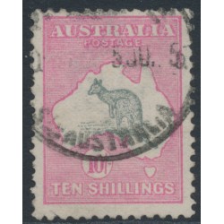 AUSTRALIA - 1913 10/- grey/pink Kangaroo, 1st watermark, used – ACSC # 47A