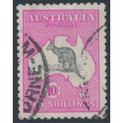 AUSTRALIA - 1917 10/- grey/intense aniline pink Kangaroo, 3rd watermark, used – ACSC # 48D