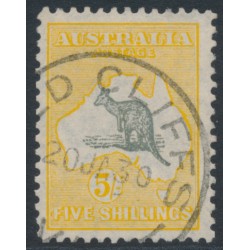 AUSTRALIA - 1929 5/- grey/yellow-orange Kangaroo, SM watermark, used – ACSC # 45A AUSTRALIA - 1929 5/- grey/yellow-orange Kangaroo, SM watermark, used – ACSC # 45A