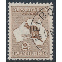 AUSTRALIA - 1913 2/- brown Kangaroo, 1st watermark, CTO – ACSC # 35Awc