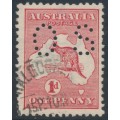 AUSTRALIA - 1913 1d pale red Kangaroo, die I, perf. small OS, used – ACSC # 2Bbb AUSTRALIA - 1913 1d pale red Kangaroo, die I, perf. small OS, used – ACSC # 2Bbb