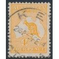 AUSTRALIA - 1913 4d orange Kangaroo, 1st watermark, used – ACSC # 15A AUSTRALIA - 1913 4d orange Kangaroo, 1st watermark, used – ACSC # 15A